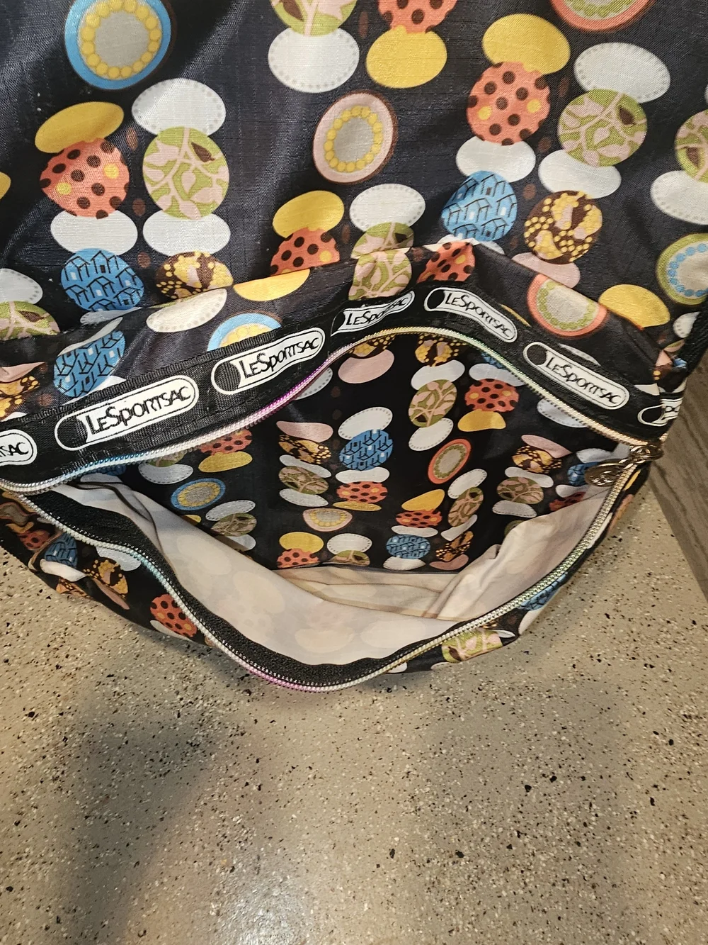 LeSportsac Navy Polka Dot Pattern Backpack